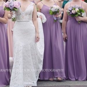 Lila bridesmaid dress.